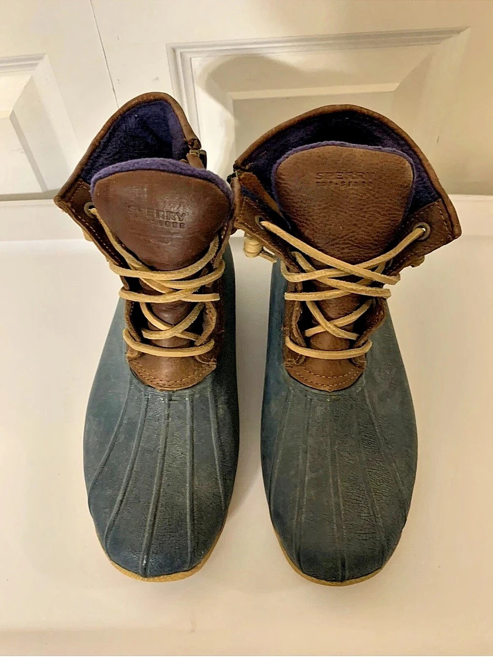 Sperry Top Sider Women's Sz 7.5 Waterproof Duck Boots Blue Brown